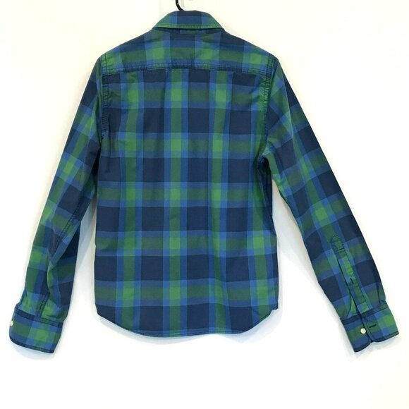 Abercrombie & Fitch Men's Long Sleeve Muscle Shirt Size Small Blue Green Plaid - Picture 8 of 15